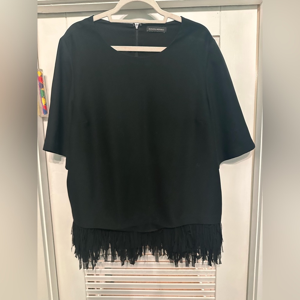 Banana Republic Black Fringe Hem Blouse